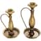 Bronze Metal Antique Style Candle Holder with Candle Plates &#x26; Handles Set